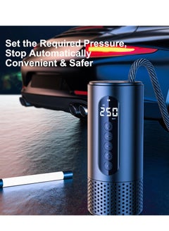 ماركة غير محددة كمبروسر هواء ديجيتال للسيارة - منفاخ إطارات محمول بشاشة LED وإيقاف تلقائي - تصميم دائري مميز  - Image 4