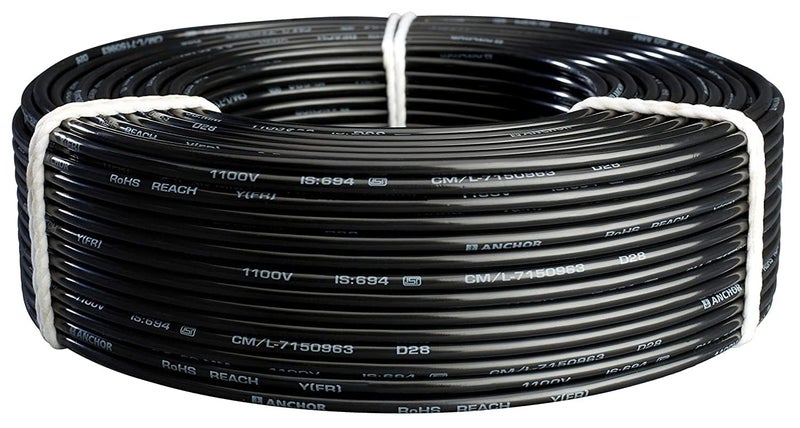 Anchor by Panasonic Advance FR 90m 4 sq.mm Electric Wire, PVC Insulated Class 2 Conductor (100% Copper), Anti-Rodent & Flame Retardant Wire for Domestic & Industrial Use (27426BK) - Image 2