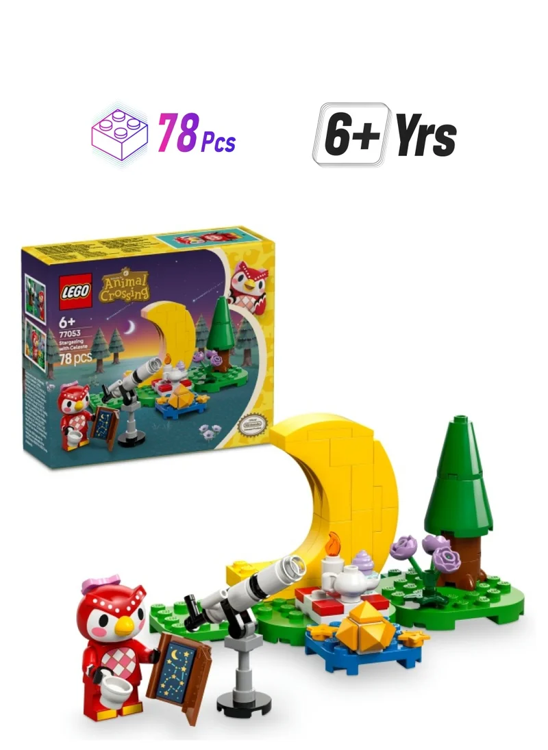 LEGO Animal Crossing Stargazing with Celeste, Creative Astronomy Toy Set for 6 Plus Year Old Girls & Boys, with Character Minifigure and Telescope, Birthday Gift Idea, Great for fun Role Play 77053 (78 pieces)