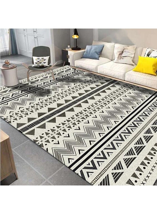 Loquat Rectangular Soft Touch Carpet Black/Beige 140x200cm - Image 1