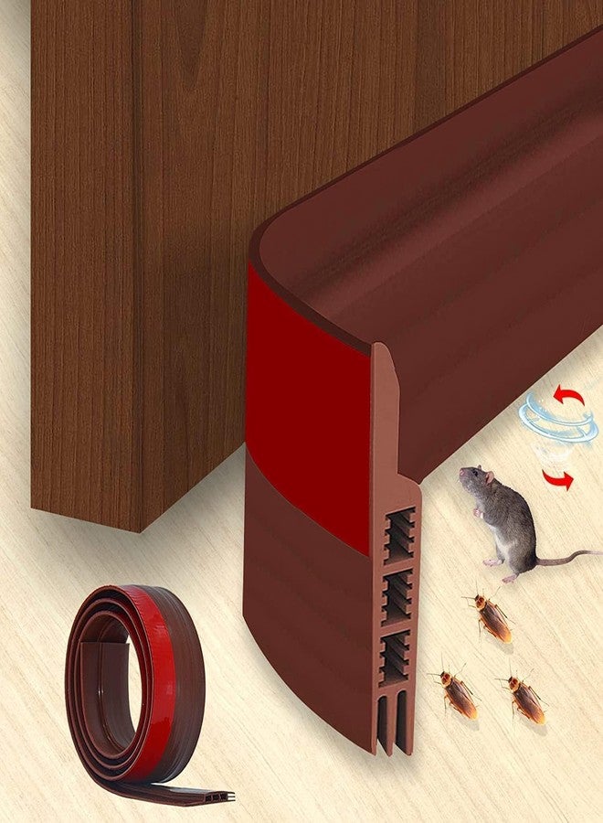HGC Door Bottom Sealing Strip Self-Adhesive Under Door Gap Filler Rubber Ac Door Blocker Door Dust Stopper for Home Door Gap Sealing Strip Cockroach Insect Draft Stopper (1 METRE Pack of 1, Brown) - Image 1