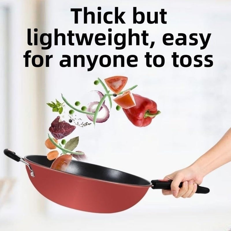 German Diamond Nonstick Wok Frying Pan 34CM Even Heat Induction Gas Stove Compatible - Image 5