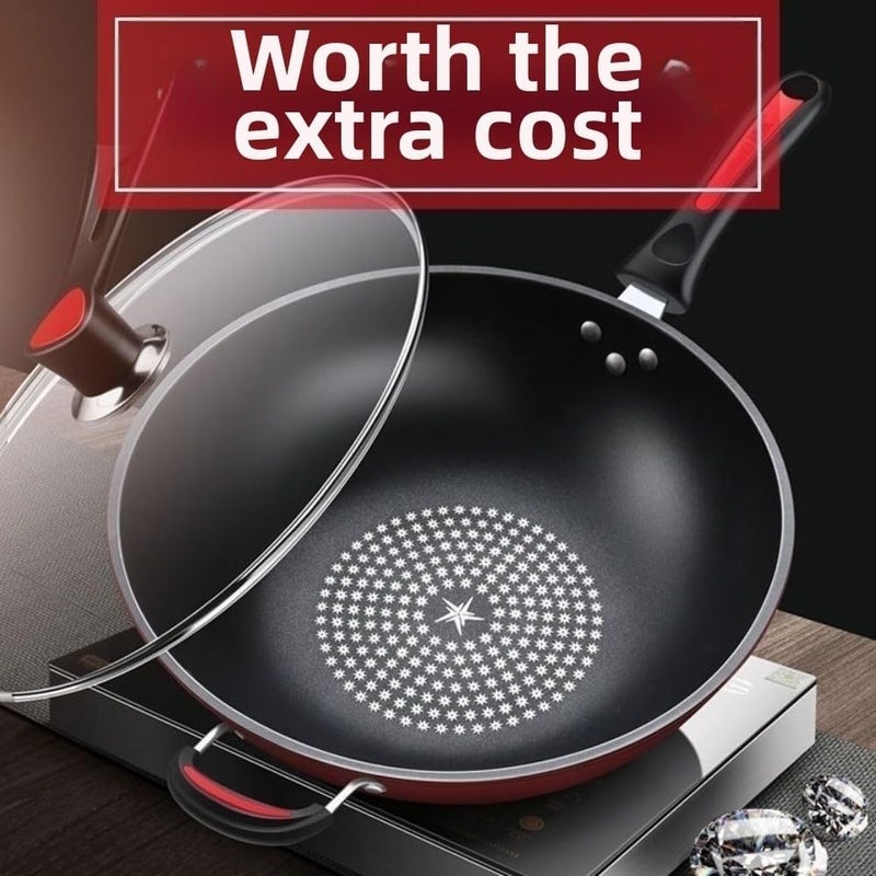 German Diamond Nonstick Wok Frying Pan 34CM Even Heat Induction Gas Stove Compatible - Image 3