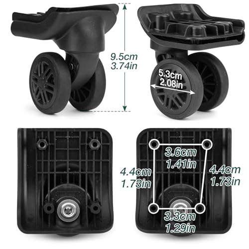 Ech.Apr 1 Pair Luggage Wheels Replacement,Mute Suitcase Wheel Repair Set, Black Luggage Suitcase Caster Wheel Replacement Parts, Double-Row Wheels - Image 2