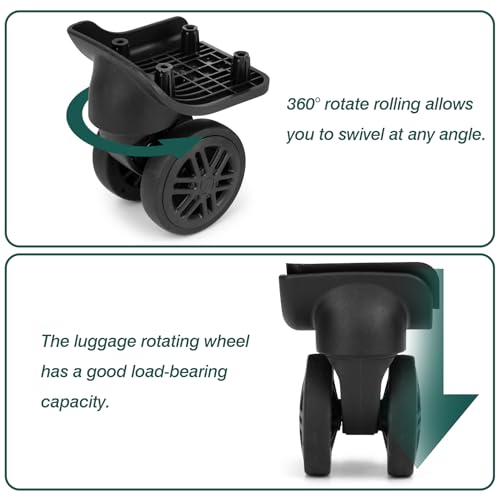 Ech.Apr 1 Pair Luggage Wheels Replacement,Mute Suitcase Wheel Repair Set, Black Luggage Suitcase Caster Wheel Replacement Parts, Double-Row Wheels - Image 4