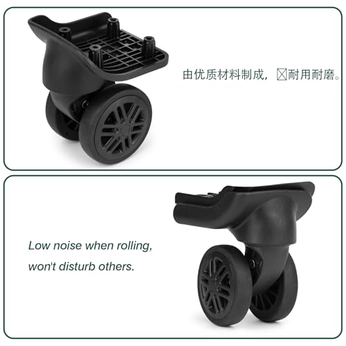 Ech.Apr 1 Pair Luggage Wheels Replacement,Mute Suitcase Wheel Repair Set, Black Luggage Suitcase Caster Wheel Replacement Parts, Double-Row Wheels - Image 3