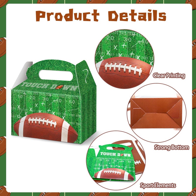 KALEFO Super Football Bowl Party Treat Boxes Touch Down Favor Box Decorations Sports Theme Rugby Snack Themed Suppliesï¼ˆ12Pcs - Image 3