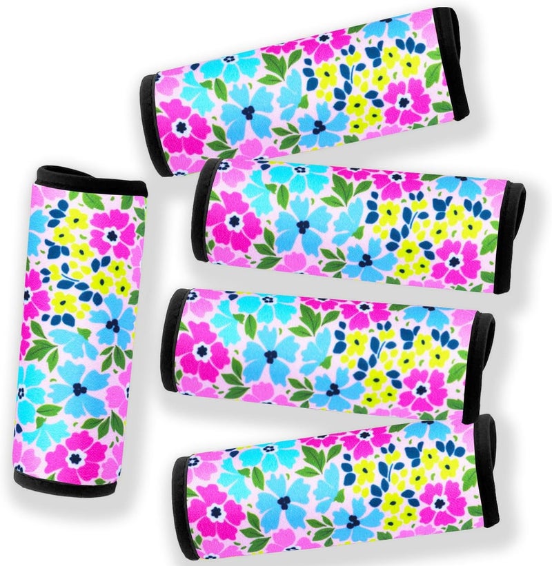 Careteilly Neoprene Luggage Handle Wrap Fluorescent Colors Luggage Identifiers/Tags/Marker (Flower) - Image 1