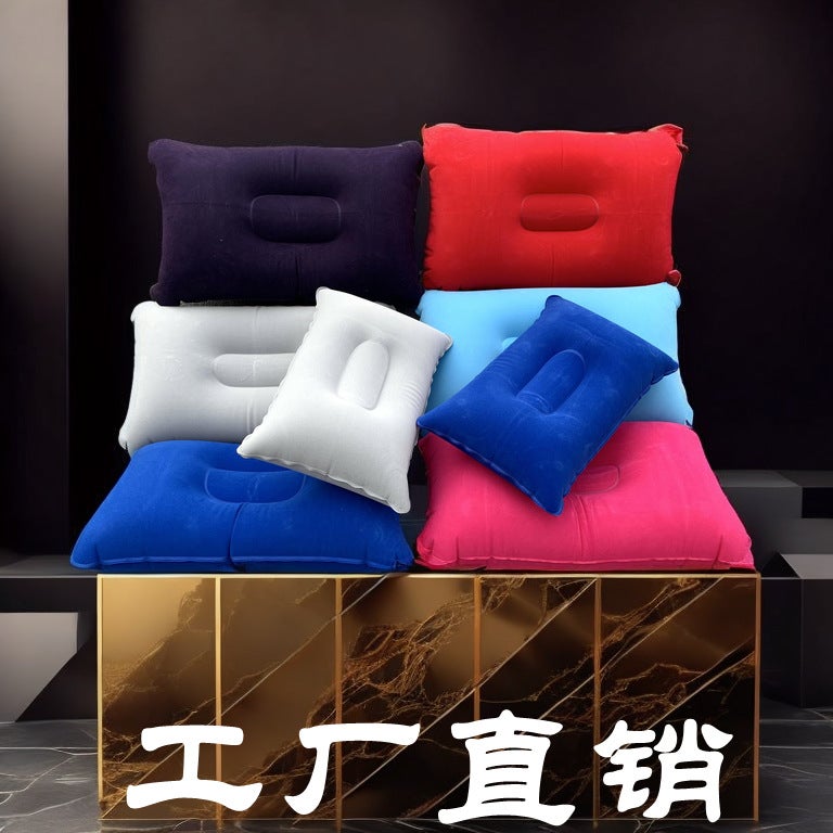 Camping Inflatable Pillow Square Nap Inflatable Pillow Outdoor Camping Cushion Travel Flocking Inflatable Pillow - Image 2