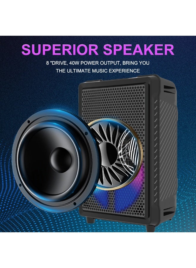 singe ZQS802 Portable Bluetooth Speaker with 8-Inch Bass Woofer – Deep Bass Wireless Audio System with Long Battery Life – Compact & Powerful Speaker for Home, Outdoor, Parties & Travel – OEM/ODM Factory Direct Bluetooth Speaker with USB/TF/AUX Playback Support - Image 4