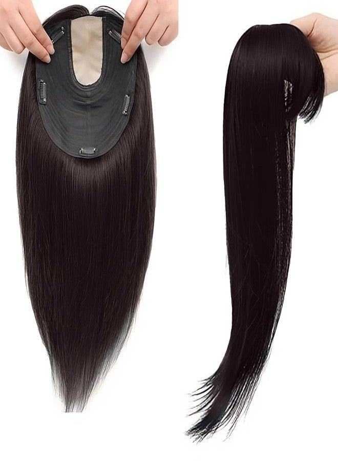 BLUSHIA 5 Clip Matt Hair topper for Girls Natural Color | 22 Inch Women Hair Toppers Invisible Seamless Clip in Hair Extension (Brown) - Image 1