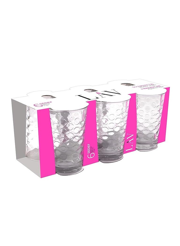 LAV 6 Pieces Sedef Water Glass Set 205 Ml - Clear - Image 2