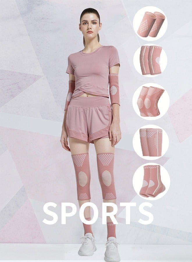 NIBEMINENT 5-Piece Sports Protector Professional Knee Wrist Palm and Ankle Women's Sports Equipment Set For Running, Exercise - Image 1