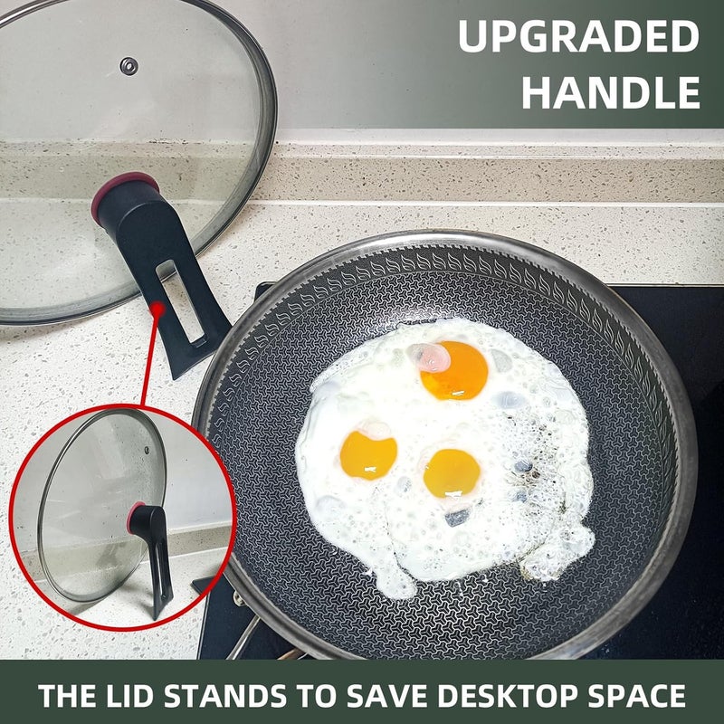 Zipron Frying Pans Nonstick with Lid124inchInterior Size118inch Hybrid Stainless Steel Non Stick Frying PansSkillets and Frying PansPFOA Free CookwareDishwasher and Oven Safe Works on All Cooktops - Image 2