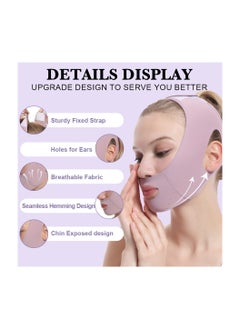 Generic Facial Lifting Belt Sleep Bandage Face Lift Band Soothing Comfy Double Chin Reducing Device with Thin Female Shaper Reusable Breathable and Comfortable V Line Mask Purple  - Image 4