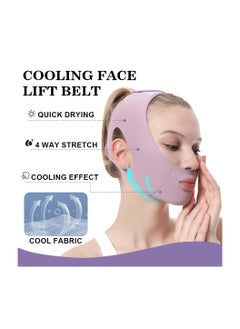 Generic Facial Lifting Belt Sleep Bandage Face Lift Band Soothing Comfy Double Chin Reducing Device with Thin Female Shaper Reusable Breathable and Comfortable V Line Mask Purple  - Image 3