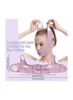 Generic Facial Lifting Belt Sleep Bandage Face Lift Band Soothing Comfy Double Chin Reducing Device with Thin Female Shaper Reusable Breathable and Comfortable V Line Mask Purple  - Image 5
