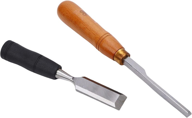 Woodworking Chisel Set | Right Angle Corner Chisel & Flat with Metal Strike Cap for Wood and Stone Carving - Image 1