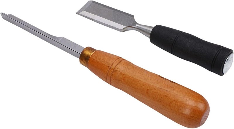 Woodworking Chisel Set | Right Angle Corner Chisel & Flat with Metal Strike Cap for Wood and Stone Carving - Image 3