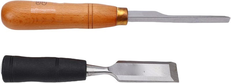 Woodworking Chisel Set | Right Angle Corner Chisel & Flat with Metal Strike Cap for Wood and Stone Carving - Image 2