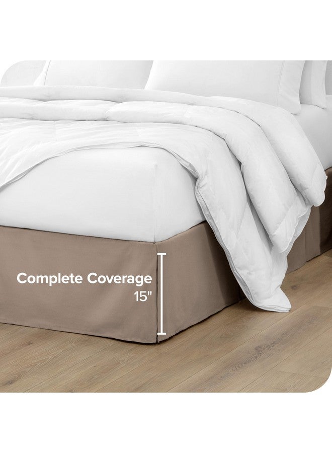 Bare Home Bare Home Queen Bed Skirt - 15-Inch Tailored Drop Easy Fit - Bed Skirt for Beds - Center & Corner Pleats (Queen, Taupe) - Image 4