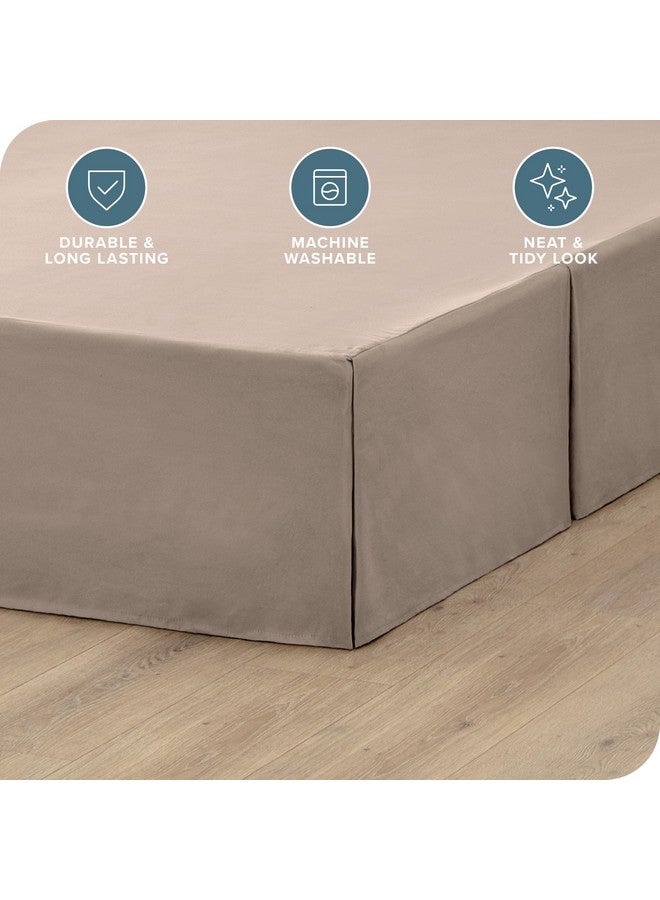 Bare Home Bare Home Queen Bed Skirt - 15-Inch Tailored Drop Easy Fit - Bed Skirt for Beds - Center & Corner Pleats (Queen, Taupe) - Image 2