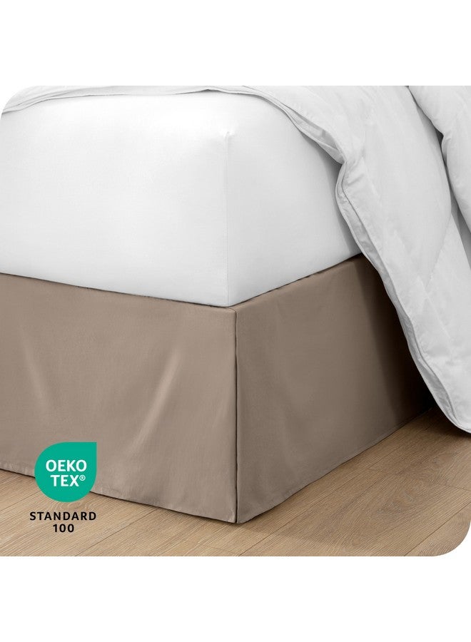 Bare Home Bare Home Queen Bed Skirt - 15-Inch Tailored Drop Easy Fit - Bed Skirt for Beds - Center & Corner Pleats (Queen, Taupe) - Image 5