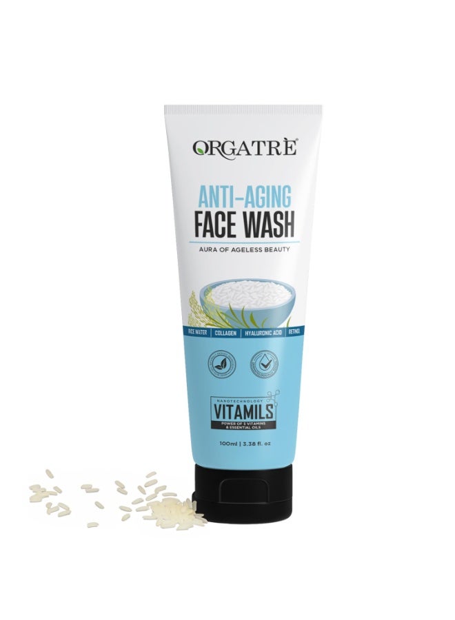 Orgatre Anti Aging Face Wash, 100ml, With Rice Water, Collagen, Hyaluronic Acid, Retinol - Image 1