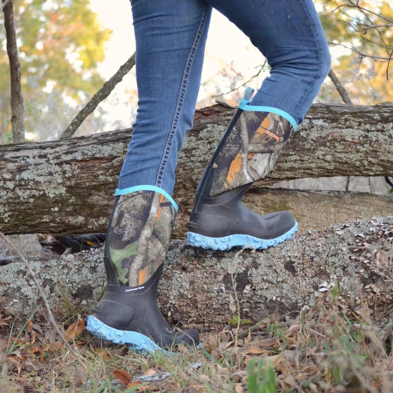 Showave Women's Rain Boots Tall Insulated Rubber Boots for Women Neoprene Waterproof Boot Durable Mud Boot for Gardening Farming Fishing(Blue Camo,Size 5) - Image 3