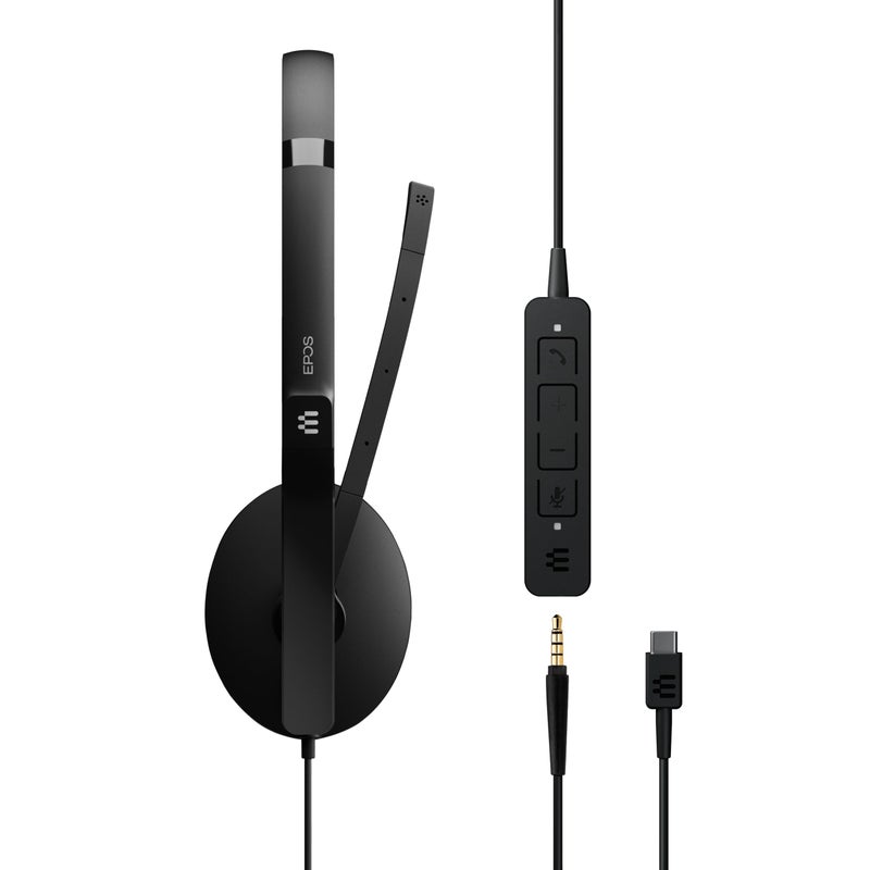 EPOS Adapt 165 USB-C II - Wired, Double-Sided Headset - 3.5mm Jack and USB-C Connectivity - UC Optimized - Superior Stereo Sound - Enhanced Comfort - Call Control - Black - Image 2