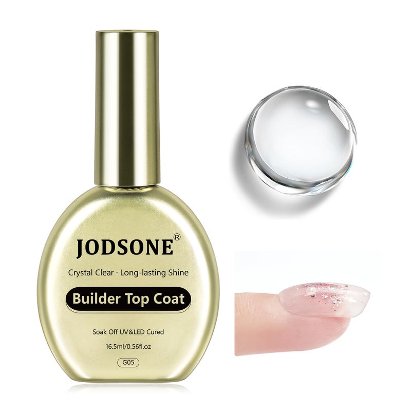 JODSONE Crystal Builder Top Coat Gel â€“ 16.5ml No Wipe Clear Top Coat for Gel Nail Polish, Ultra Transparent for Glossy Finish or Overlay Structure, U V/LED Curing Needed - Image 1