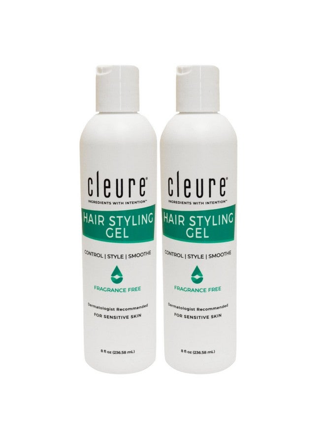 Cleure Lightweight Hair Styling Gel Hypoallergenic Fragrance Free For Edge Control To Tame Frizz With Medium Hold (8 Fl Oz Pack Of 2)  - Image 1