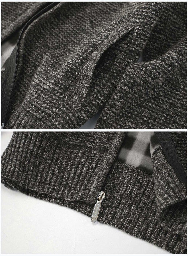 Gioberti Boy's Knitted Full Zip Cardigan Sweater with Soft Brushed Flannel Lining, Melange Charcoal, 6 - Image 3