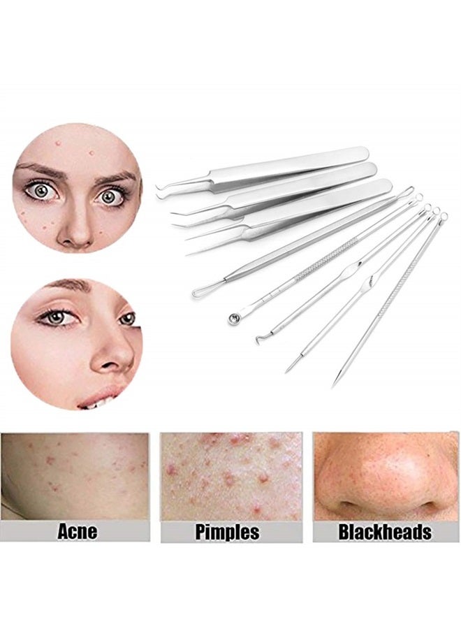 Blackhead Removers Comedone Pimple Popper Tool Acne Extractors Blemish Remover Ingrown Hair Tweezers Removal Kit Whitehead Remover Zit Treatment Skincare Tools for Face Nose, 8-in-1