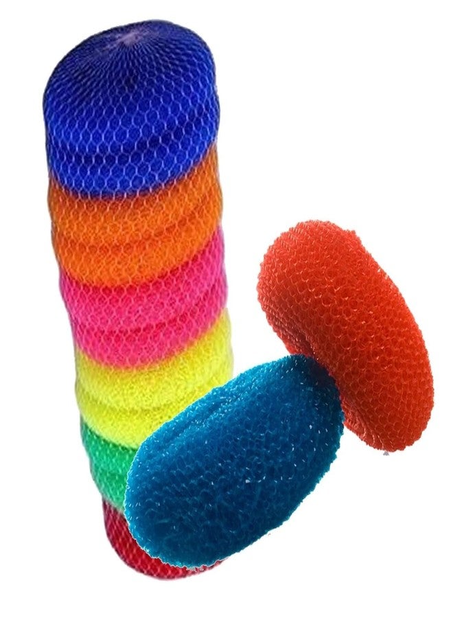 SAWSHIELD Nylon Plastic Sponge Scrub Foam Pad Scrubber Washing Brush for Teflon pots and Pans Cleans up Big Messes with Little Effort Safe for Non-Stick Cookware - (Multicolor) (Pack of 12) Big Size - Image 1