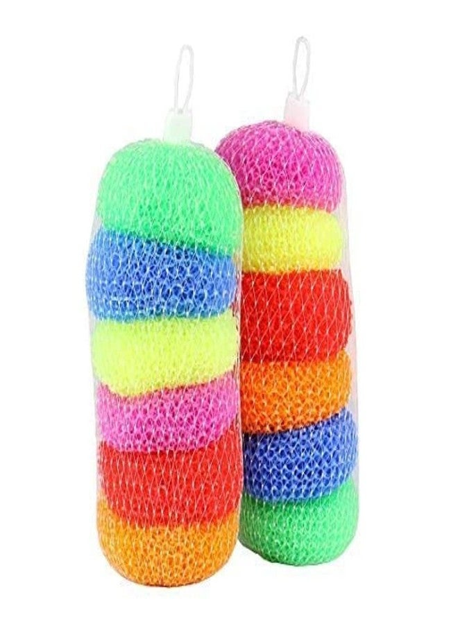 SAWSHIELD Nylon Plastic Sponge Scrub Foam Pad Scrubber Washing Brush for Teflon pots and Pans Cleans up Big Messes with Little Effort Safe for Non-Stick Cookware - (Multicolor) (Pack of 12) Big Size - Image 3