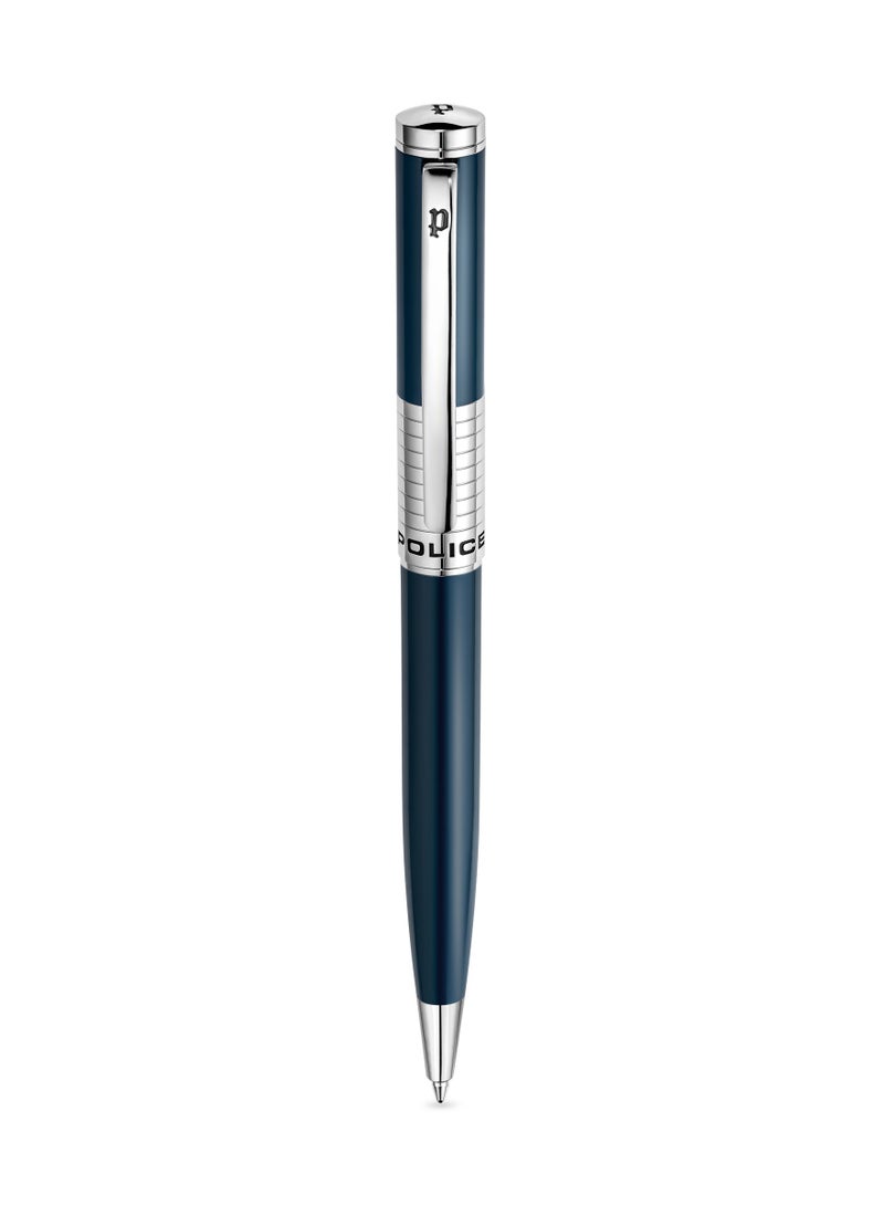 POLICE Meiryo Blue Stainless Steel Silver Trims Pen with Blue Ink - Image 1