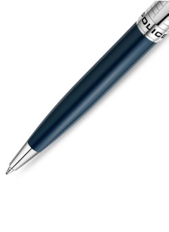 POLICE Meiryo Blue Stainless Steel Textured Pen with Silver Trims and Blue Ink  - Image 3