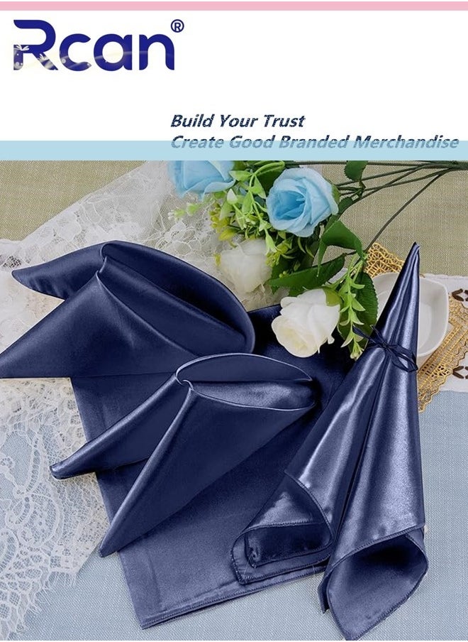 Rcan 20 Pcs Square Satin Napkin Square Table Napkins 17 x 17 inch Dinner Napkins Soft Silk Napkin Reusable Table Napkins for Weddings Dinner Restaurant Party Decoration  - Image 2