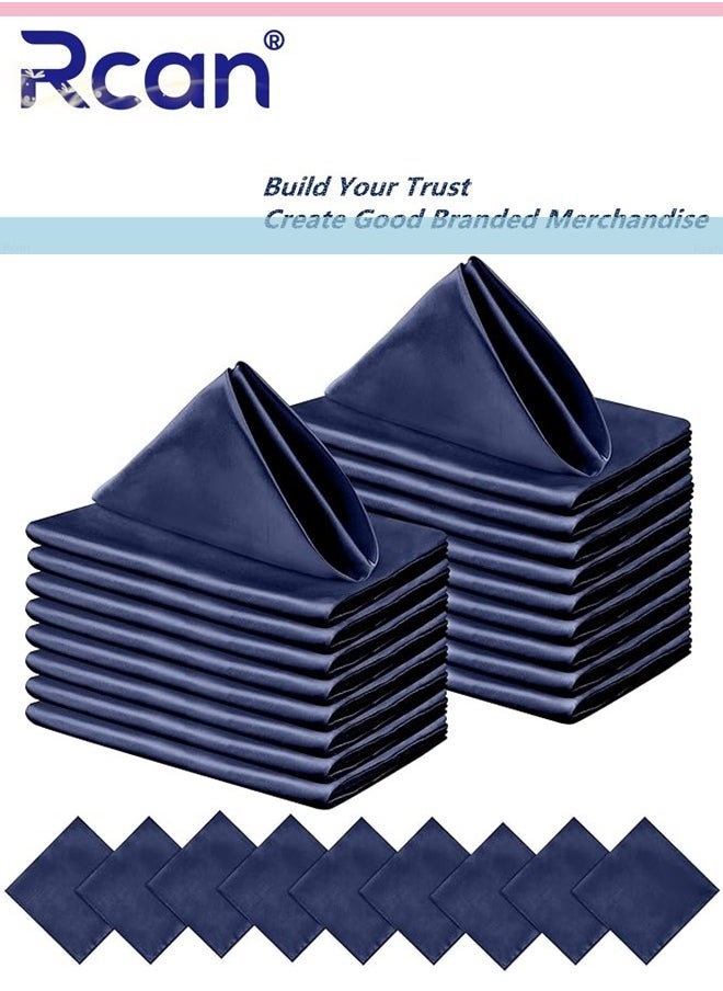Rcan 20 Pcs Square Satin Napkin Square Table Napkins 17 x 17 inch Dinner Napkins Soft Silk Napkin Reusable Table Napkins for Weddings Dinner Restaurant Party Decoration  - Image 1