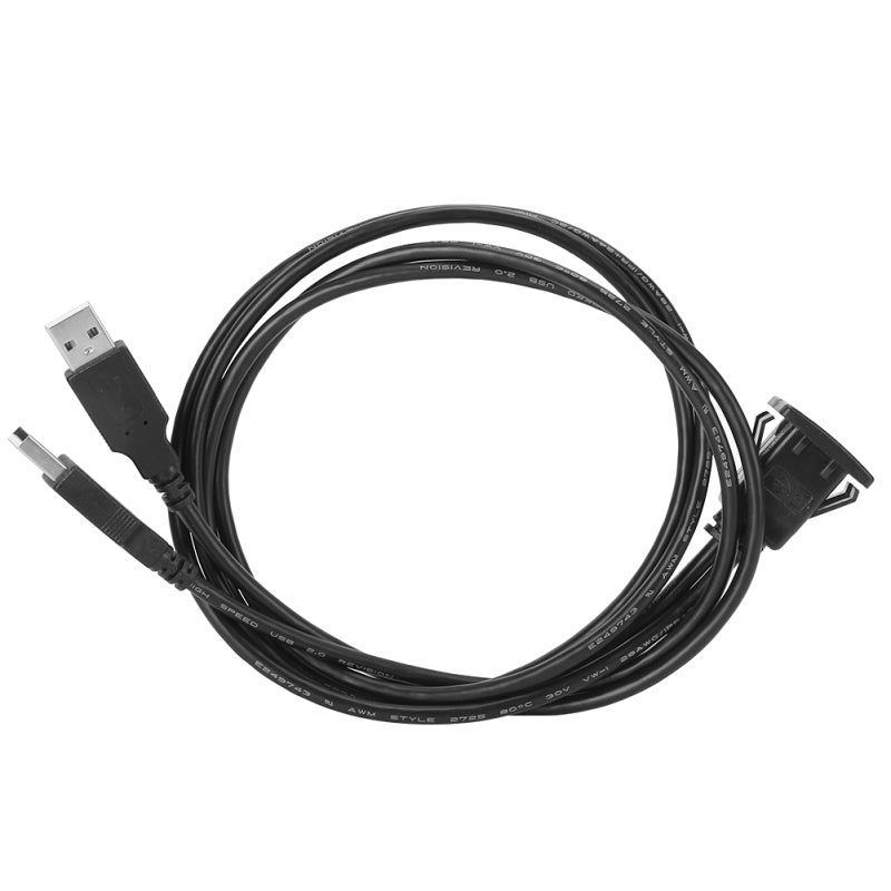 كابل تمديد USB بطول 1 متر PVC متين - كابل بيانات للسيارة USB2.0 لنقل البيانات بسرعة - منفذ USB مزدوج للتركيب المتساطح في لوحة القيادة للسيارة - Image 2