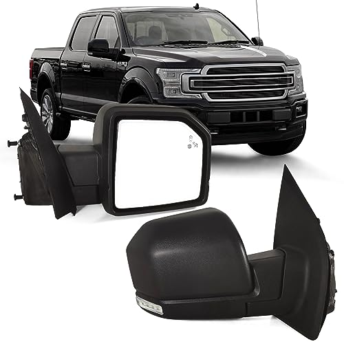 Lqito Right Passenger side Mirror with Power Glass,Heated, Puddle Lights,Clearnce Lamp，Blind Spot Detection and Manual Folding Fits 2015-2020 Ford F150 Replace FL3Z17682FA （11 Pins) - Image 1
