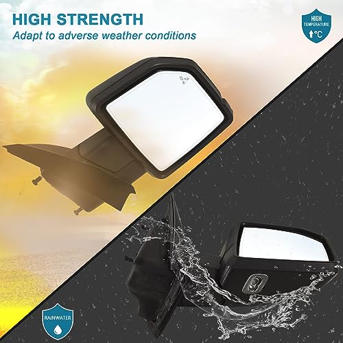Lqito Right Passenger side Mirror with Power Glass,Heated, Puddle Lights,Clearnce Lamp，Blind Spot Detection and Manual Folding Fits 2015-2020 Ford F150 Replace FL3Z17682FA （11 Pins) - Image 4
