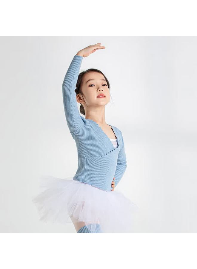 Sansha Children's Dance Sweater Ribbed Knit Ballet Long Sleeve Top Light Purple Xxl-xxxl - Image 4