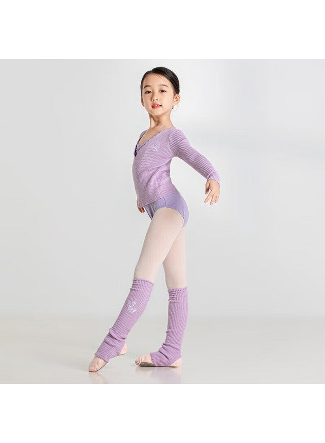 Sansha Children's Dance Sweater Ribbed Knit Ballet Long Sleeve Top Light Purple Xxl-xxxl - Image 1