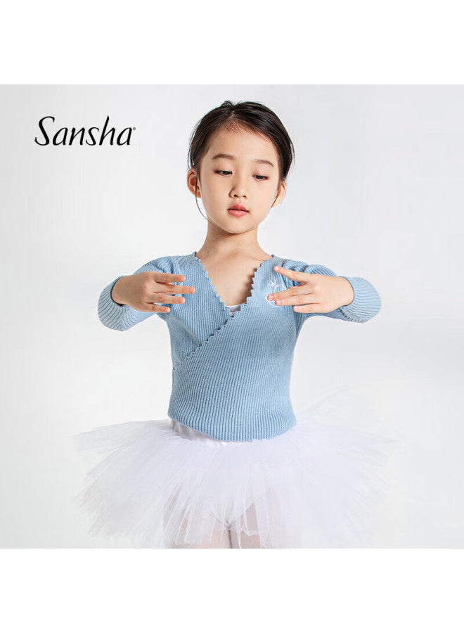 Sansha Children's Dance Sweater Ribbed Knit Ballet Long Sleeve Top Light Purple Xxl-xxxl - Image 3