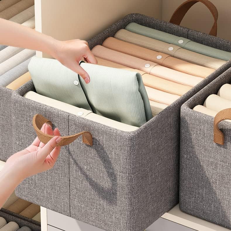 Rylan Rylan Wardrobe Organizer for Clothes with Metal Frame Rectangle Storage Baskets for Clothing Fabric Storage Box with Handles Shelf Basket for Storage Clothes Pants Jeans Sweater Pack of 1  - Image 5
