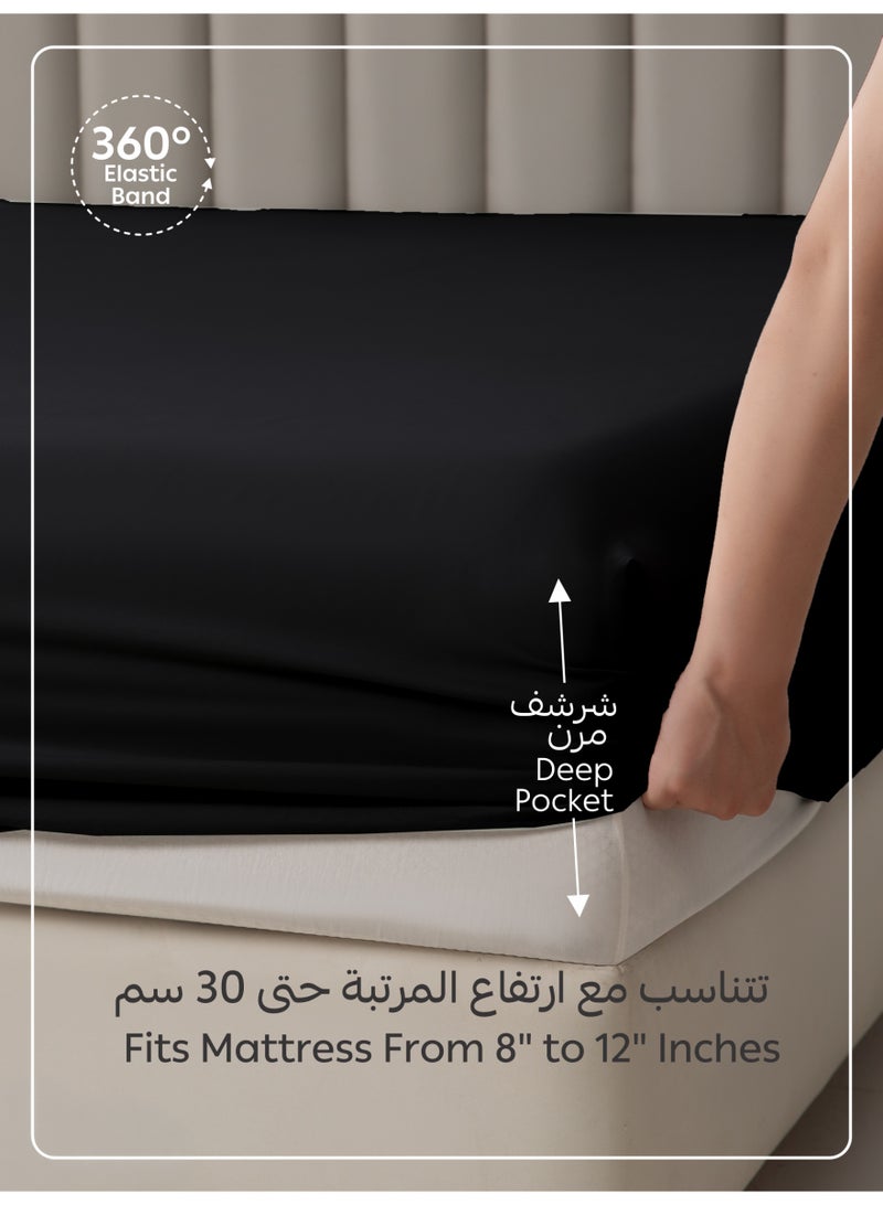 Donetella Bedding Fitted Sheet - Fits 150x200 Cm Bed For Queen Bed 3 Pcs (1 Fitted Sheet and 2 Pillowcases) - 30 Cm Deep Pocket - Solid Bed Sheet - Image 4