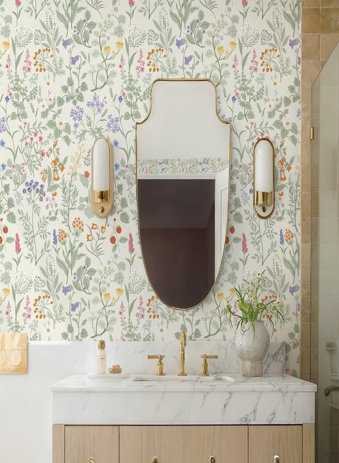 Dimoon 17.3" X 78.7" Peel and Stick Wallpaper Floral Contact Paper Wall Art Beige Green Renter Friendly Waterproof Removable Self Adhesive Wallpaper for Bedroom Livingroom Bathroom Textured Vinyl Roll - Image 4