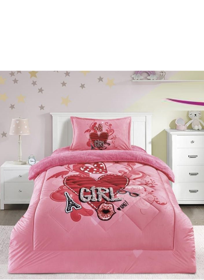 Generic Winter Bedspread With Children'S Drawings Velvet On Soft Fur 